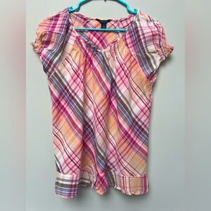Plaid Women's Top - Pink and Orange